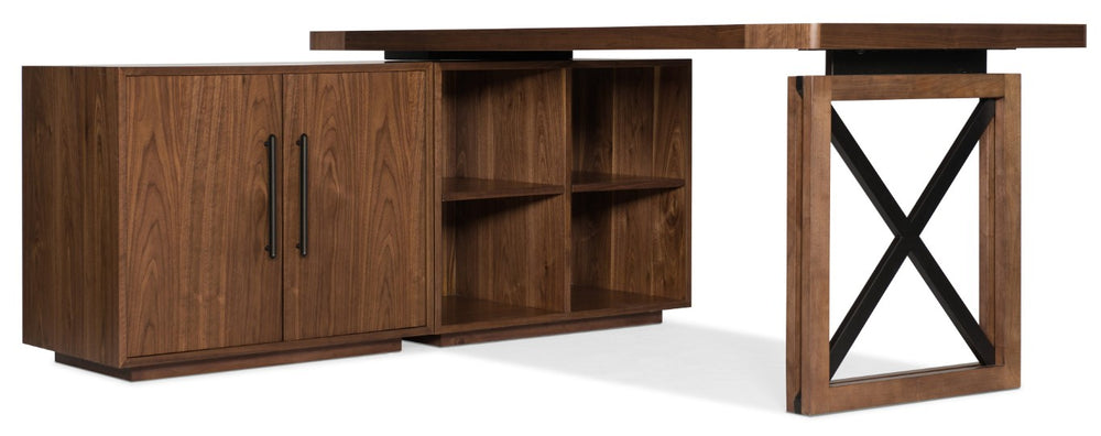 Hooker Furniture Elon Compact Walnut Bookcase With Adjustable Shelves, Finished Back & Craftsman-Transitional Flair 1650-10245-MWD