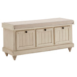 Homelegance By Top-Line Nikita Storage Bench with Linen Seat Cushion White Wood