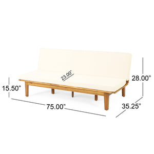 English Elm Christopher Knight Home® - JILL Acacia Daybed Beige with Water-Resistant Cushions, Slat Panel Convertible Bench-to-Bed Outdoor 79" 70513.00BGE
