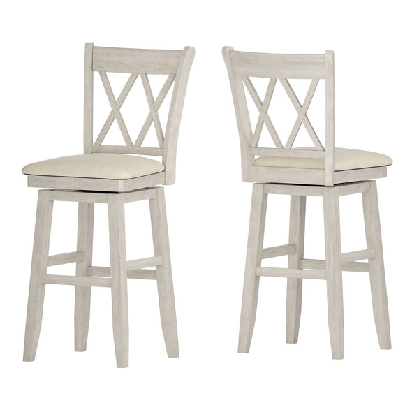Homelegance By Top-Line Juliette Double X-Back Wood Swivel Bar Stool White Rubberwood