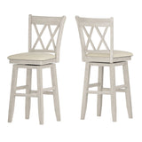 Homelegance By Top-Line Juliette Double X-Back Wood Swivel Bar Stool White Rubberwood