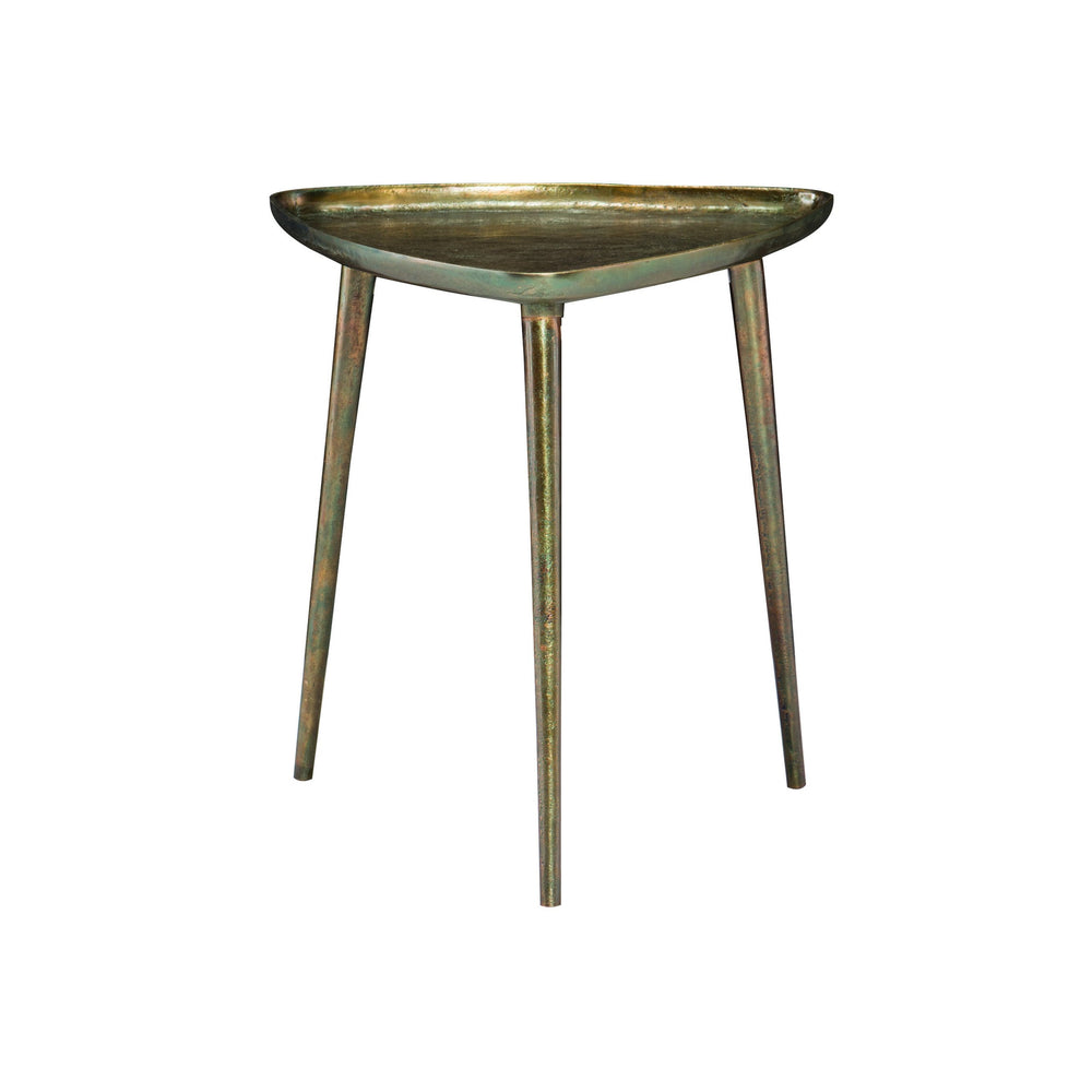 Bernhardt Bernhardt Buckley End Table — Triangular Cast Aluminum Accent, Antique Dark Brass, Raised Edges, 20"H 375166