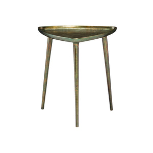 Bernhardt Bernhardt Buckley End Table — Triangular Cast Aluminum Accent, Antique Dark Brass, Raised Edges, 20"H 375166