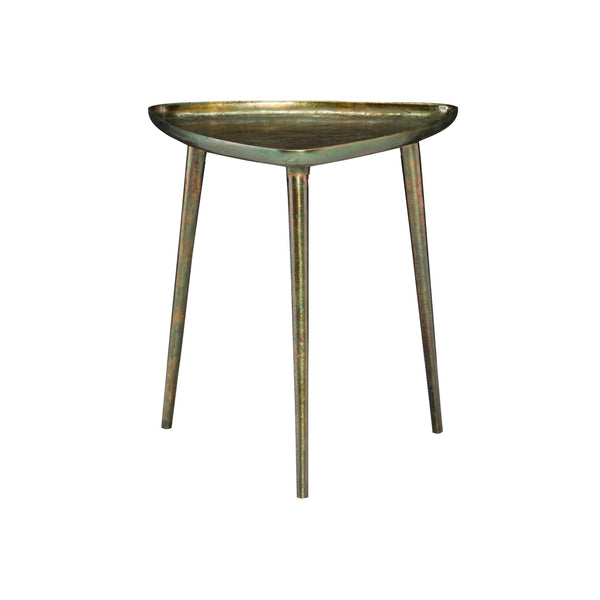 Bernhardt Bernhardt Buckley End Table — Triangular Cast Aluminum Accent, Antique Dark Brass, Raised Edges, 20"H 375166