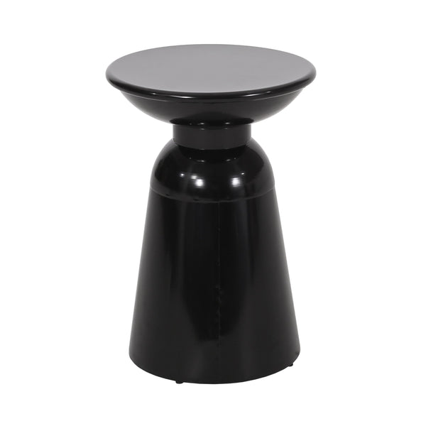 English Elm Serenita Outdoor Powder Coated Iron Pedestal Side Tables Sculptural Flared Set of Two Black 73614.00BLK
