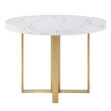 Homelegance By Top-Line Blaise 43" Wide Faux Marble Round Dining Table White Marble