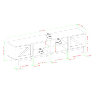 Barn Door Farmhouse TV Stand with Storage Cubbies and Barn Doors for Modern Living Room Style