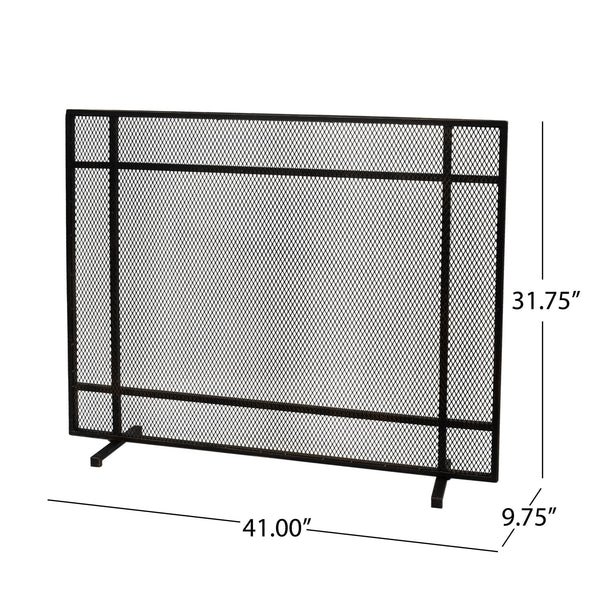 English Elm Christopher Knight Home® - FIRE Screen Black & Gold Iron Fireplace Guard — Decorative Mesh Safety Shield 42.75x33.25x3 in 65183.00BBGLD