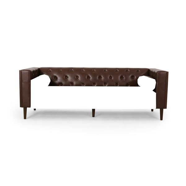English Elm 3-seater Diamond Tufted Contemporary Sofa Deep Seated Living Room Couch with Pillows Dark Brown 70630.00ADBRN_70630.00BDBRN