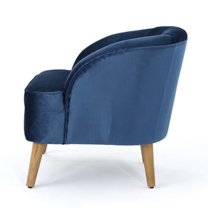English Elm Chair Velvet Club Seat with Channel Stitching and Rubberwood Legs for Modern Interiors 61714.00