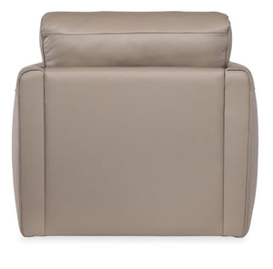 Hooker Furniture Meridian Swivel Chair In Miami Truffle Leather With Light Wood Trim, Kidney Pillow & 360° Smooth Swivel SS417-SW-074