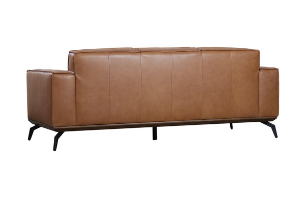 Porter Designs Porter Carina Top Grain Leather Sofa In Rich Caramel With Espresso Wood Trim & Modern Flair Brown Leather 02-204-01-2780