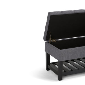 English Elm Saxon Storage Ottoman Bench In Slate Grey - Stylish, Versatile, And Functional Seating With Storage! B136P159133-GIGA