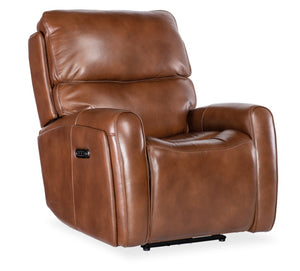 Hooker Furniture Crosby Giotto Top-Grain Leather Zero-Gravity Power Recliner With Usb, Power Headrest & Lumbar Support Brown SS741-PHZL1-080