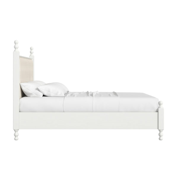 A.R.T. Furniture Haven Canopy Bed with Vintage Spindle Design, Upholstered Headboard, and Golden Frame for Cozy Retreat 339136-2367