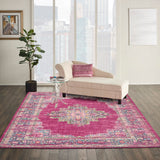 Nourison Passion PSN03 Machine Made Power-loomed Ornamental Border Indoor Only Bohemian Vintage Rug Fuchsia, Pink 100% Polypropylene 99446389732