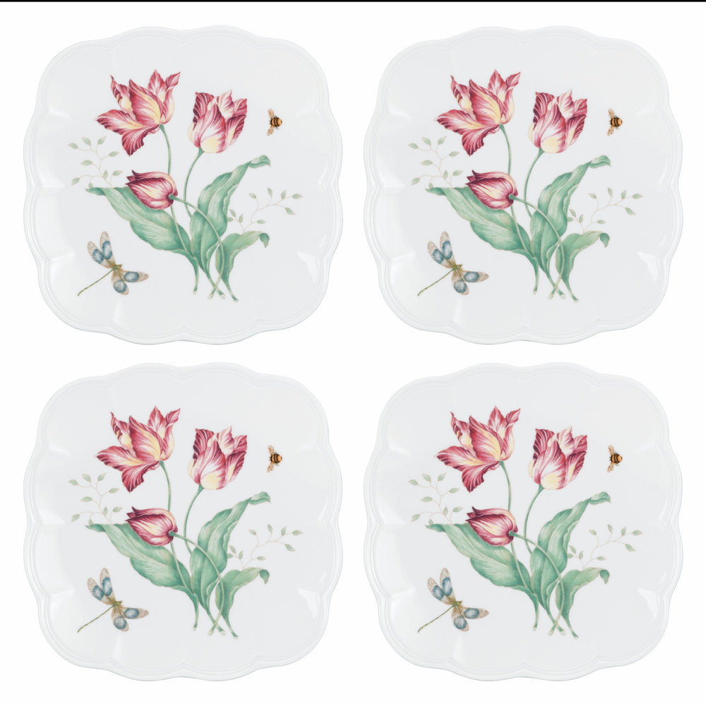 Lenox Butterfly Meadow Square 4-Piece Accent Plates Multi, WHITE PORCELAIN 894308