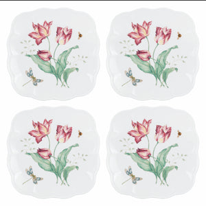Lenox Butterfly Meadow Square 4-Piece Accent Plates Multi, WHITE PORCELAIN 894308