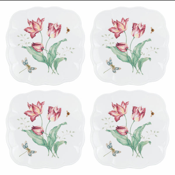 Lenox Butterfly Meadow Square 4-Piece Accent Plates Multi, WHITE PORCELAIN 894308