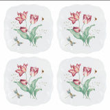 Butterfly Meadow 4-Piece Accent Plates Set, Porcelain, Dishwasher & Microwave Safe