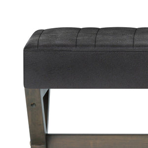 English Elm Salinger - Versatile Large Ottoman Bench In Distressed Black Vegan Leather With Sturdy Base Design B136P159214-GIGA