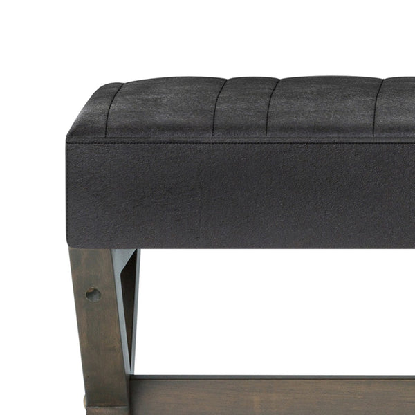 English Elm Salinger - Versatile Large Ottoman Bench In Distressed Black Vegan Leather With Sturdy Base Design B136P159214-GIGA