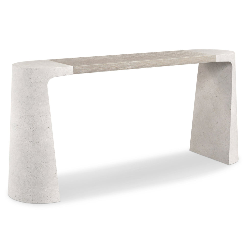 Bernhardt Bernhardt Prado Console Table With Tawny Wood Veneer & Buff Concrete Sculptural Supports, 72" 324912A
