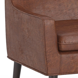 English Elm Robson Distressed Saddle Brown Accent Chair - Vegan Faux Leather, Solid Wood Legs, Contemporary Comfort B136P159555