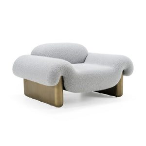 VIG Furniture Imagine Contemporary Grey Fabric Accent Chair With Rounded Arms, Tight Back & Antique Brass Legs For Stylish Comfort VGFA-CE2014
