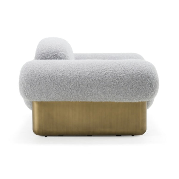 VIG Furniture Imagine Contemporary Grey Fabric Accent Chair With Rounded Arms, Tight Back & Antique Brass Legs For Stylish Comfort VGFA-CE2014