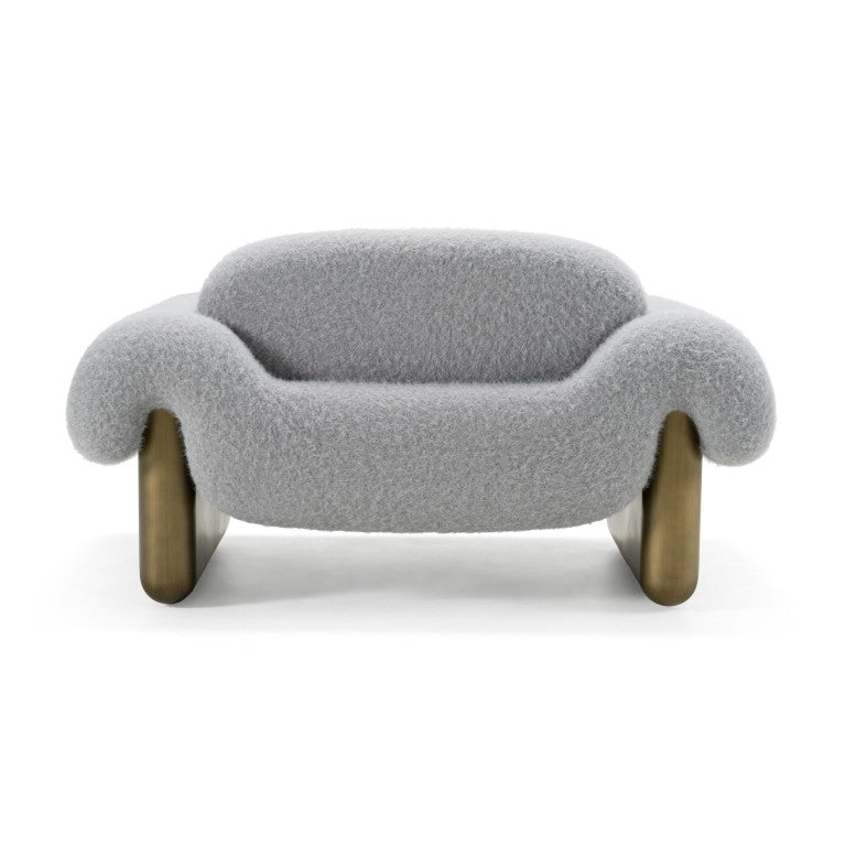 VIG Furniture Imagine Contemporary Grey Fabric Accent Chair With Rounded Arms, Tight Back & Antique Brass Legs For Stylish Comfort VGFA-CE2014