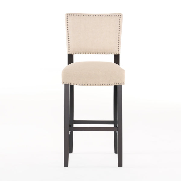English Elm Christopher Knight Home® - Barstools Beige set of 2 with Rivet Accent, Upholstered Fabric Cushion, Durable Wood Frame, Versatile 56695.00