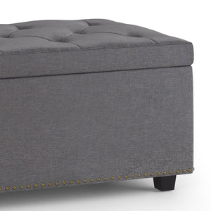 English Elm Hamilton Lift Top Storage Ottoman - Stylish Slate Grey With Tufted Design & Hidden Storage Compartment B136P159065