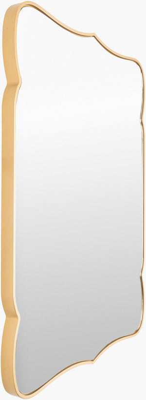 Surya Imelda Modern 30"H X 22"W Accent Mirror - Stylish Laser Cut Design, Easy To Maintain, Versatile Use Frame, Gold Manufactured Wood Ime005-2230
