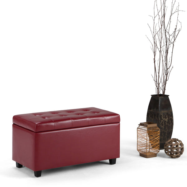 English Elm Cosmopolitan Red Storage Ottoman - Stylish Faux Leather, Child-Safe, Multi-Functional Seating & Storage B136P159773