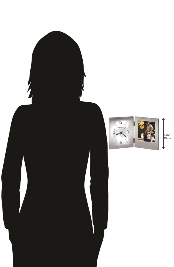 Hekman Furniture 645751 Envision Tabletop Clock With Photo Frame | Stylish Brushed Aluminum Design For Home & Office  Envision Tabletop Clock 645751