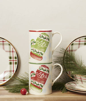 Lenox Holiday Mr. & Mrs. Mugs, Set of 2 Multi, WHITE PORCELAIN 896513