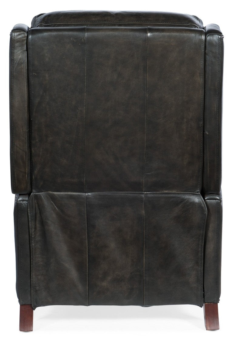 Hooker Furniture Declan Leather Power Recliner With Headrest, Antique Gold Nailhead Trim, Usb Port, Dark Wood Legs Brown RC251-PH-089