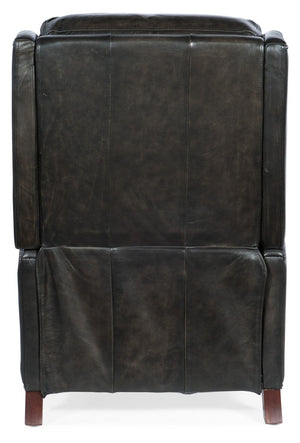 Hooker Furniture Declan Leather Power Recliner With Headrest, Antique Gold Nailhead Trim, Usb Port, Dark Wood Legs Brown RC251-PH-089