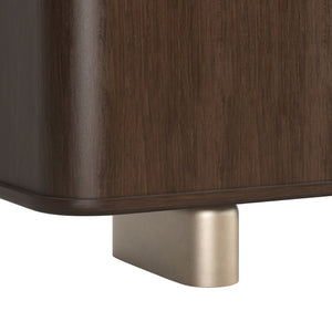A.R.T. Furniture Verge Credenza: Modern Walnut Storage with Sculptural Base, Antique Brass Accents for Elegant Interiors 337252-1960