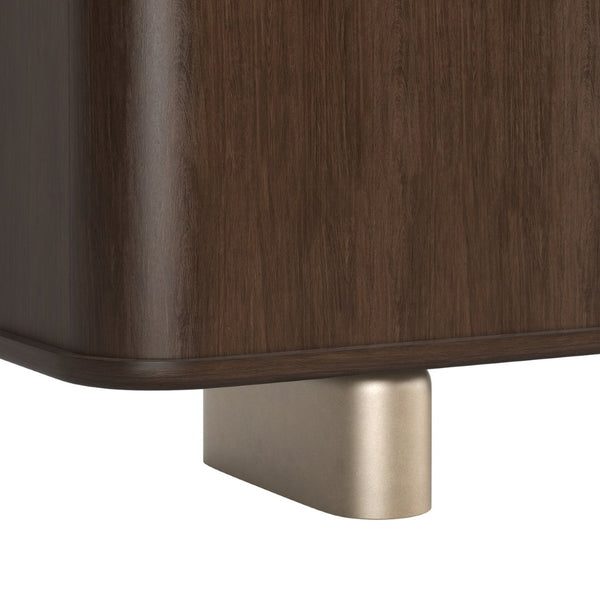 A.R.T. Furniture Verge Credenza: Modern Walnut Storage with Sculptural Base, Antique Brass Accents for Elegant Interiors 337252-1960