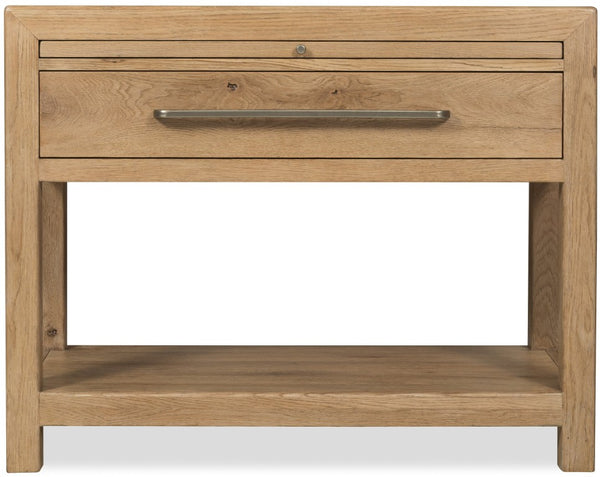 Hooker Furniture Driftwood One-Drawer Nightstand With Stone Top, Buckboard Oak Finish, Self-Closing Drawer, Shelf Light Wood 6820-90216-80