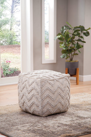 English Elm Steve Silver - Kenzari Handwoven Square Zigzag Ottoman Pouf Gray – Neutral Chevron Fabric Seat, Versatile Accent (21"x21") B081P157705