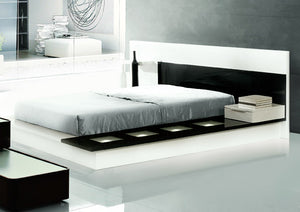 Vig Furniture Impera Elegant Black And White Lacquer Platform Bed With Stylish Headboard Lighting For Modern Homes White  Vgwcimpera