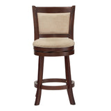 Homelegance By Top-Line Sydney Upholstered Back Swivel 24" Counter Height Stool Beige Rubberwood