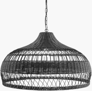 Surya Immerse Rustic Rattan Pendant Light – 27"L X 27"W, Cozy Atmosphere For Cottage-style Homes Fixture, Black,Cord, Black Rattan Ims-001