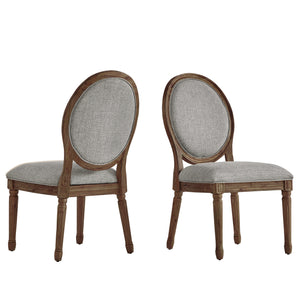 Homelegance By Top-Line Mayer Round Linen and Wood Dining Chairs (Set of 2) Grey Rubberwood