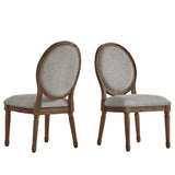 Mayer Round Linen and Wood Dining Chairs (Set of 2)