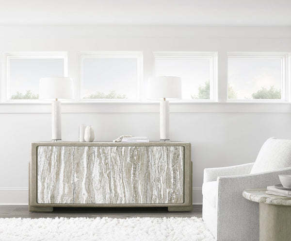 Bernhardt Bernhardt Arcadia Rustic-Modern Entertainment Credenza With Faux Stone Doors, Wire-Brushed Oak Finish 334880