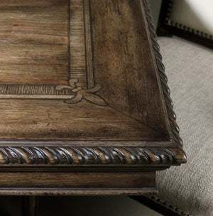 Hooker Furniture Rhapsody Grand Rectangle Dining Table With Scrolled Trestle Base, Reclaimed Walnut Rustic Finish, Seats 8–12 5070-75207